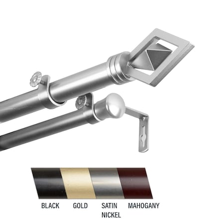 Central Design Lance 1 in. Double Curtain Rod; 160-240 in. - Satin Nickel 100-69-1605-D